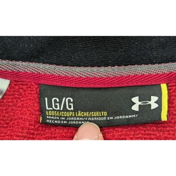 Under Armour Men's 1/4 Zip Pullover Sweatshirt Polyester Red Size L Storm Loose - Picture 4 of 8